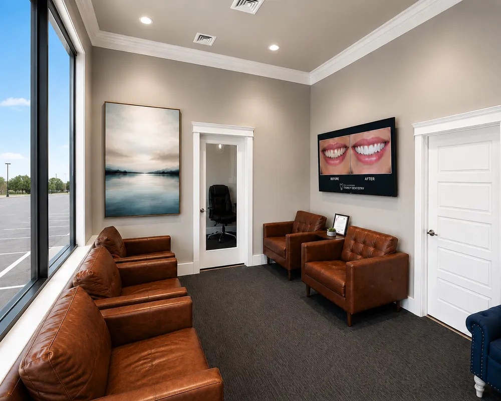 Modern dental waiting room at Deluxe Dental — family dentist in Kuna Idaho